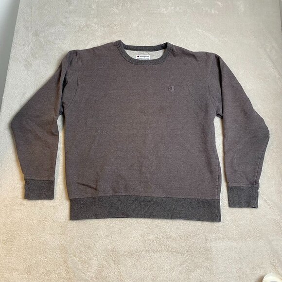 Champion Mens Sweatshirt Size L Gray Long Sleeve Crewneck Cotton Blend - Picture 10 of 11